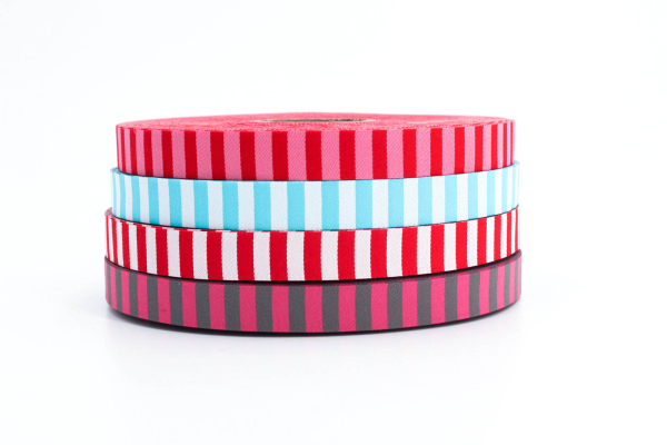 Webband Streifen weiß/ aqua (1 m)